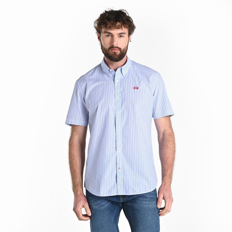 LA MARTINA - Camisa Hombre de Rayas Manga corta de Algodón La Martina