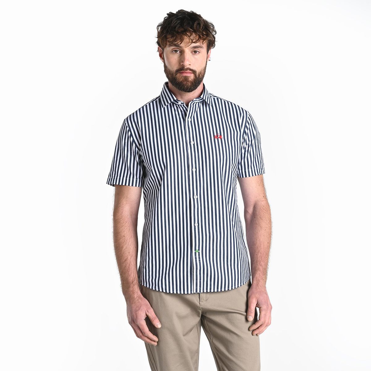 LA MARTINA - Camisa Hombre de Rayas Manga corta Slim de Algodón La Martina