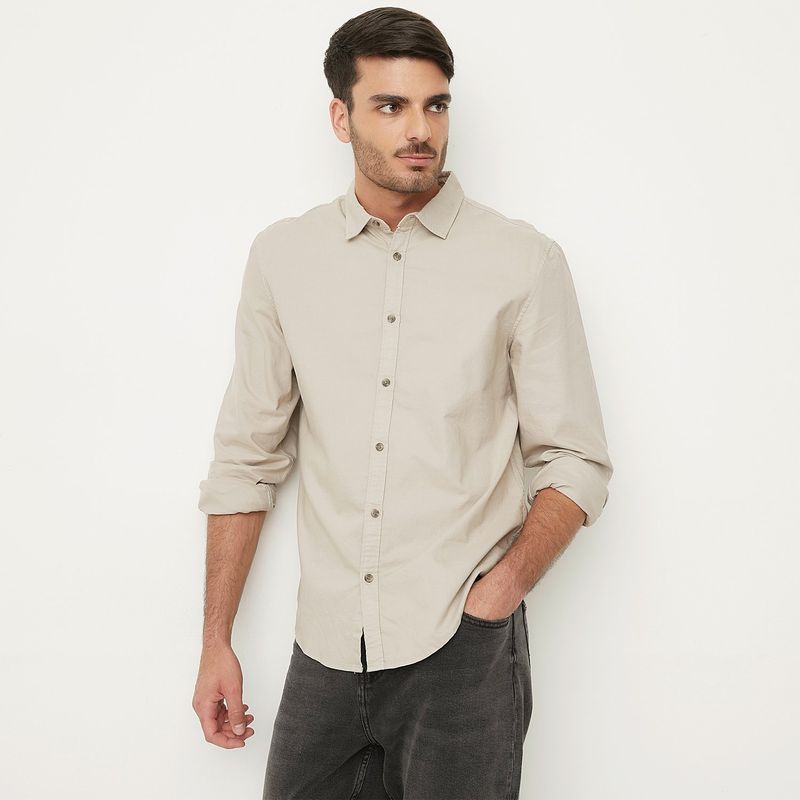 BASEMENT - Camisa Hombre Manga larga de Algodón Basement