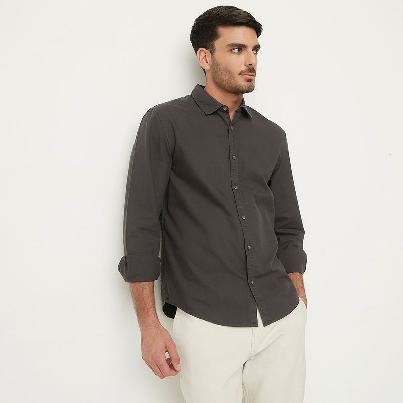 BASEMENT - Camisa Hombre Manga larga de Algodón Basement