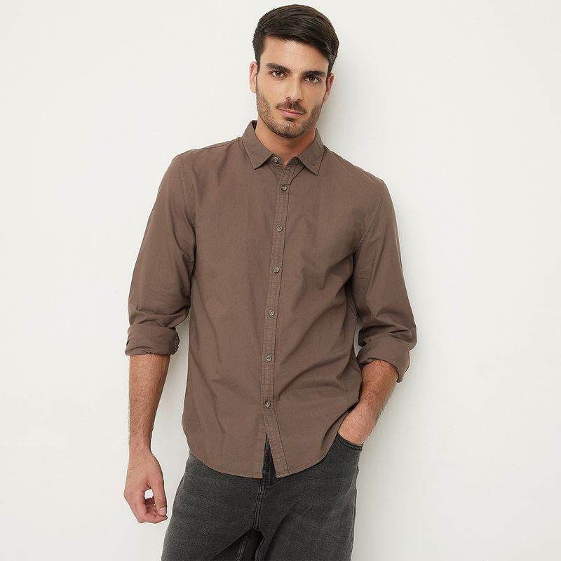 BASEMENT - Camisa Hombre Manga larga de Algodón Basement