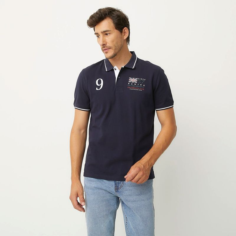 UNIVERSITY CLUB - Camiseta polo Hombre Manga corta con Estampado de Algodón University Club