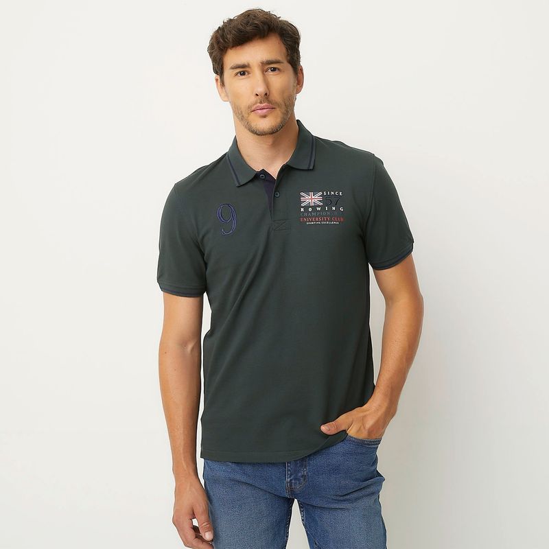 UNIVERSITY CLUB - Camiseta polo Hombre Manga corta con Estampado de Algodón University Club