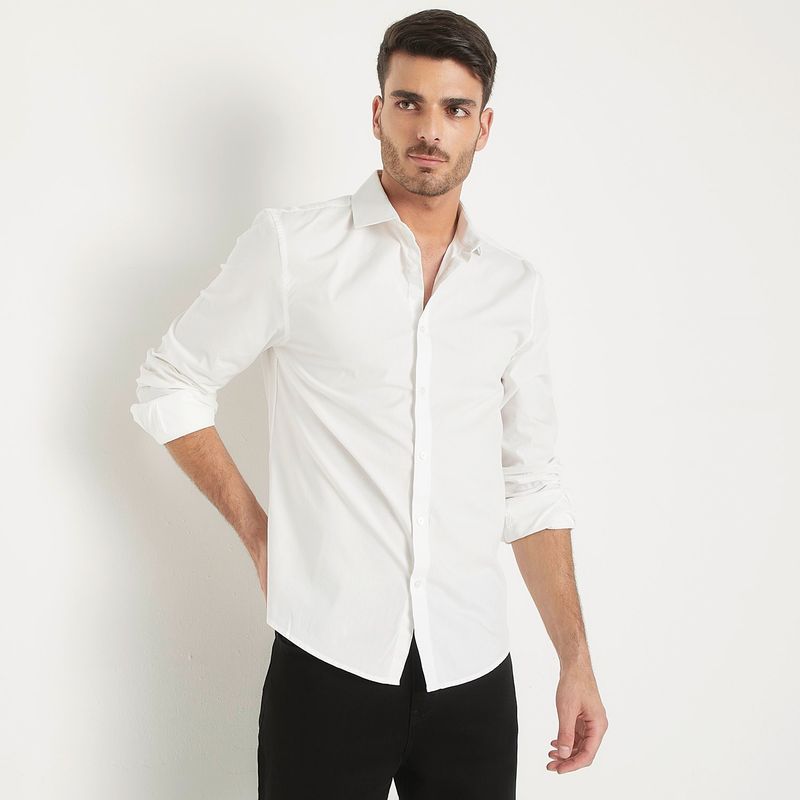 BASEMENT - Camisa Hombre Manga larga de Algodón Basement
