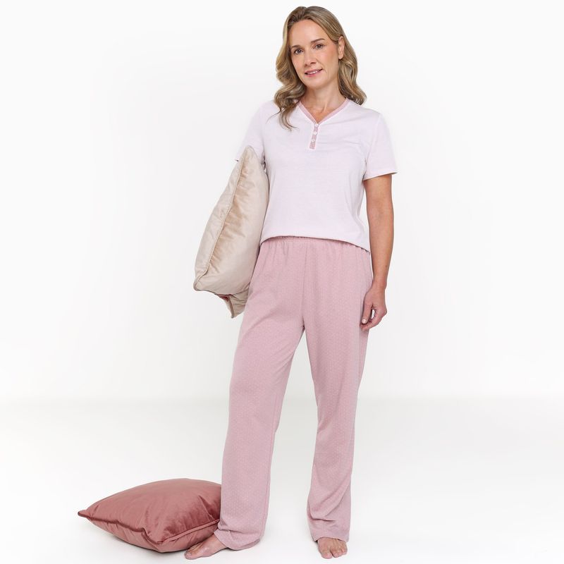 SOUTHLAND - Conjunto de pijama con pantalón Mujer Largo Manga corta de Algodón Southland