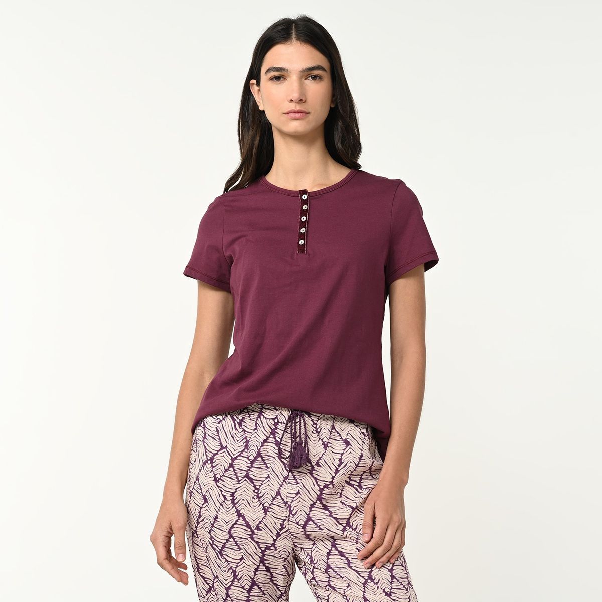 BLU - Camiseta de pijama Mujer Manga corta de Algodón Blu