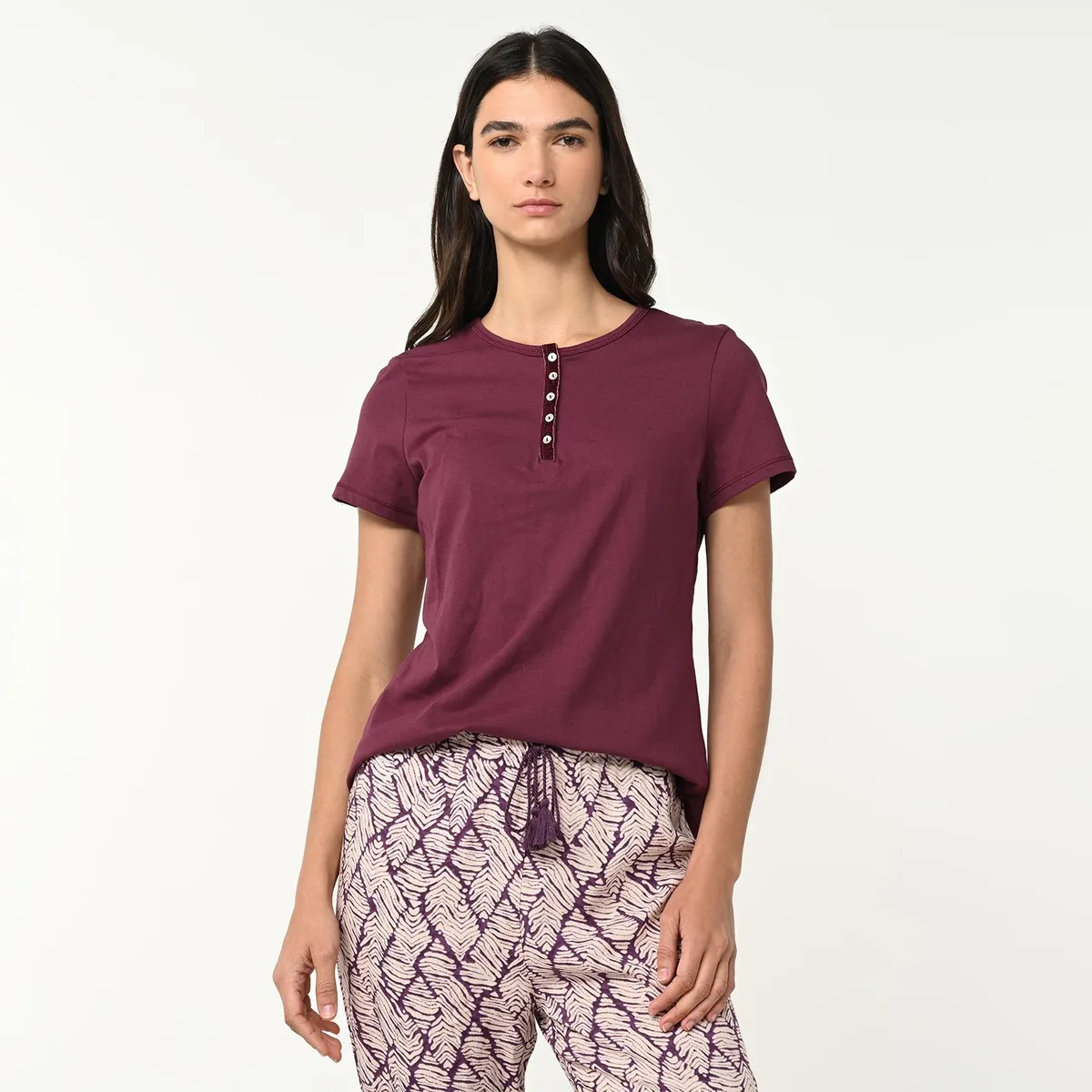 BLU - Camiseta de pijama Mujer Manga corta de Algodón Blu