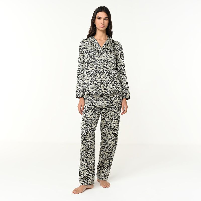 BLU - Pijama completa con pantalón Mujer Manga larga Blu