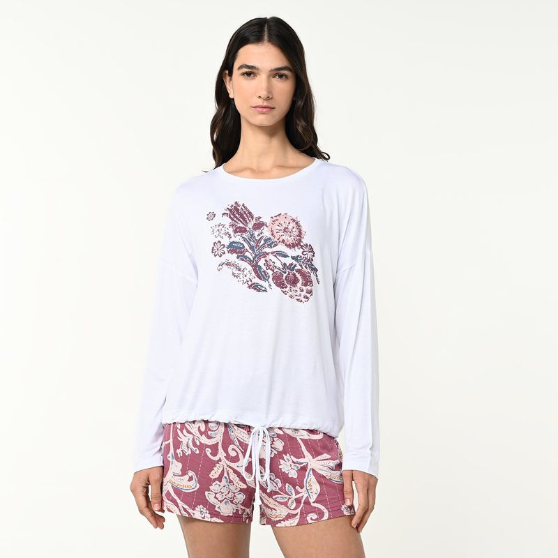 BLU - Camiseta de pijama Mujer Manga larga Blu