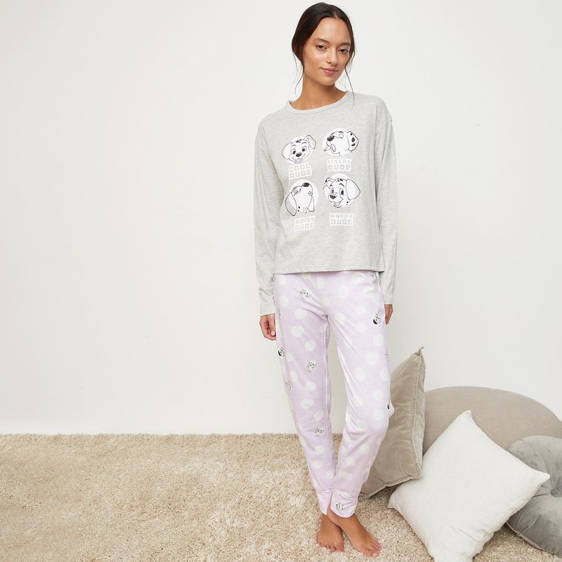 DISNEY - Conjunto de pijama con pantalón Mujer Largo Manga larga de Algodón Disney