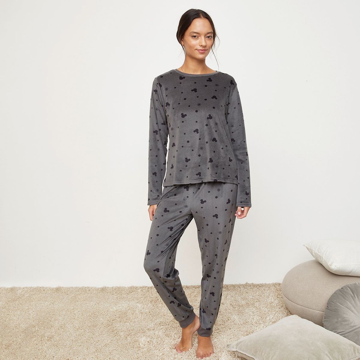DISNEY - Pijama completa con pantalón Mujer Largo Manga larga con Estampado Disney