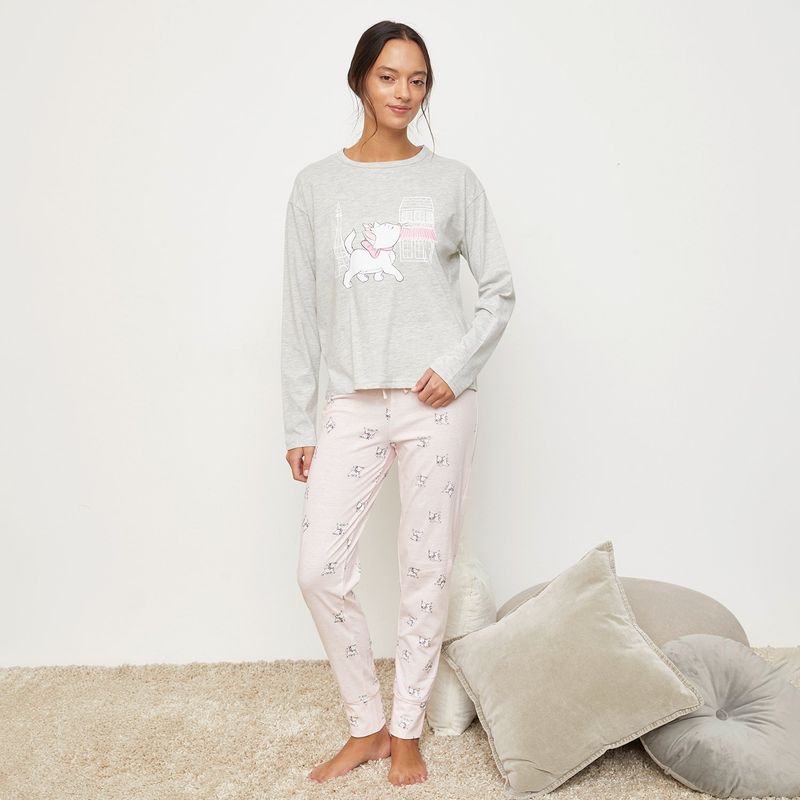 DISNEY - Conjunto de pijama con pantalón Mujer Largo Manga larga de Algodón Disney