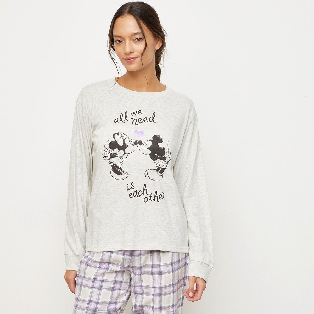 DISNEY - Conjunto de pijama con pantalón Mujer Largo Manga larga de Algodón Disney