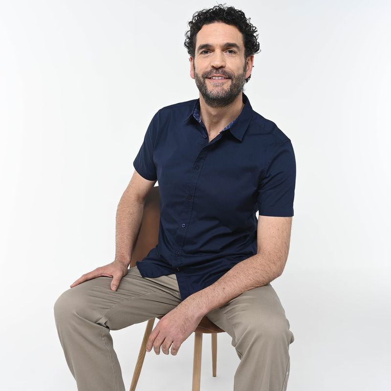 NEWPORT - Camisa Hombre con Estampado Manga corta Slim de Algodón Newport