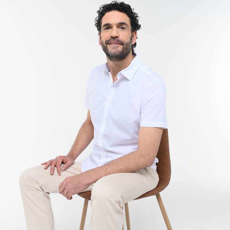 NEWPORT - Camisa Hombre con Estampado Manga corta Slim de Algodón Newport