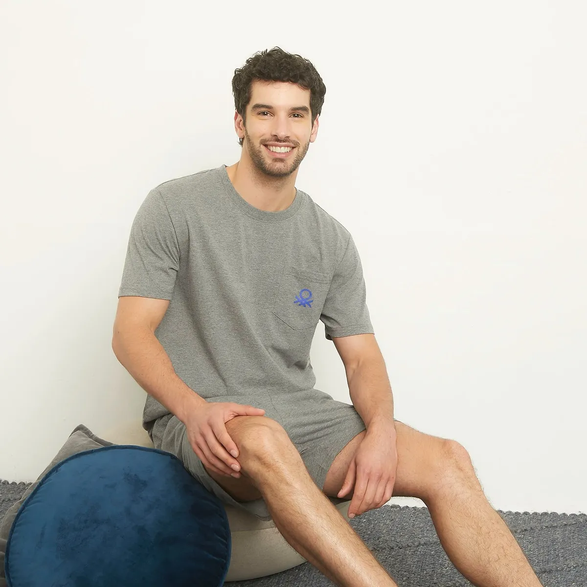 BENETTON - Pijama Hombre Manga corta con Logo de Algodón Benetton