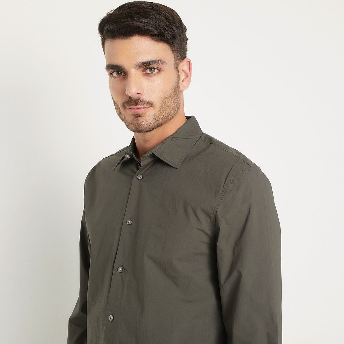 BASEMENT - Camisa Hombre Manga larga de Algodón Basement