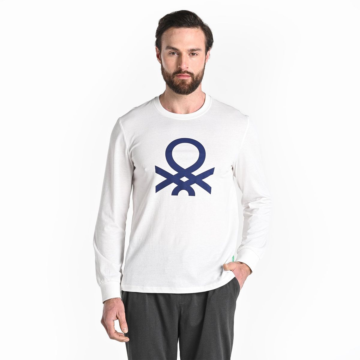 BENETTON - Pijama Hombre Manga larga con Estampado de Algodón Benetton