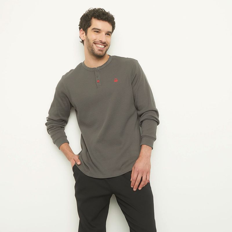 BENETTON - Pijama Hombre Manga larga con Logo de Algodón Benetton