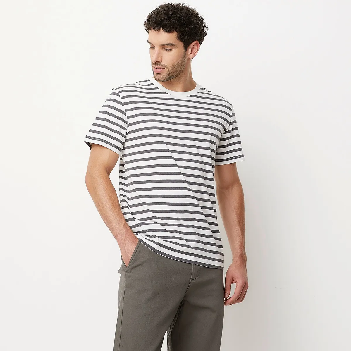 NEWPORT - Camiseta Hombre Manga corta de Rayas de Algodón Newport