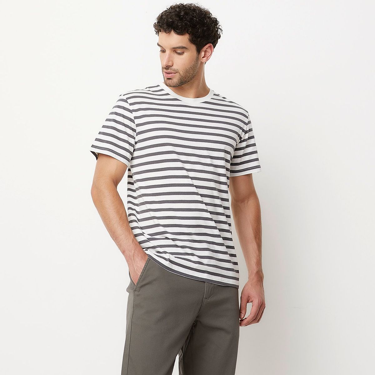 NEWPORT - Camiseta Hombre Manga corta de Rayas de Algodón Newport