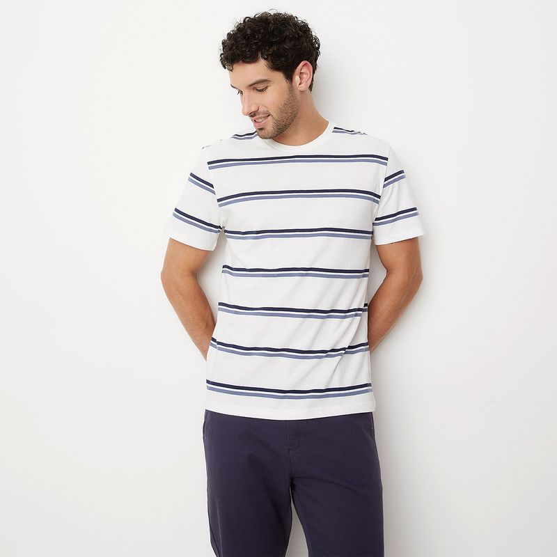 NEWPORT - Camiseta Hombre Manga corta de Rayas de Algodón Newport