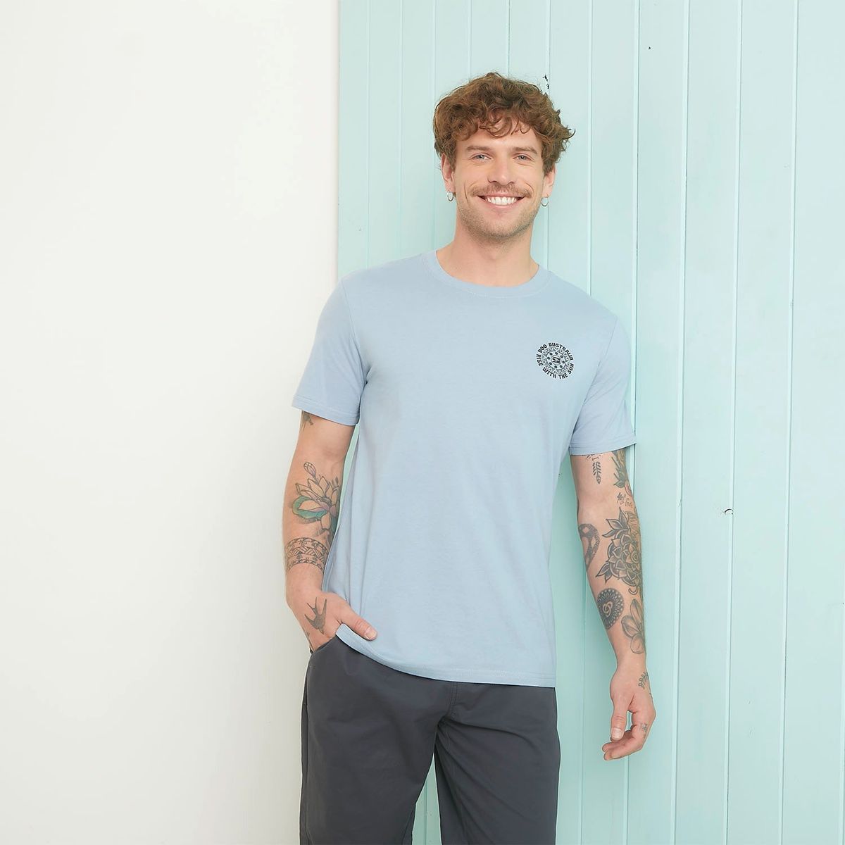 DOO AUSTRALIA - Camiseta Hombre Manga corta con Estampado de Algodón Doo Australia