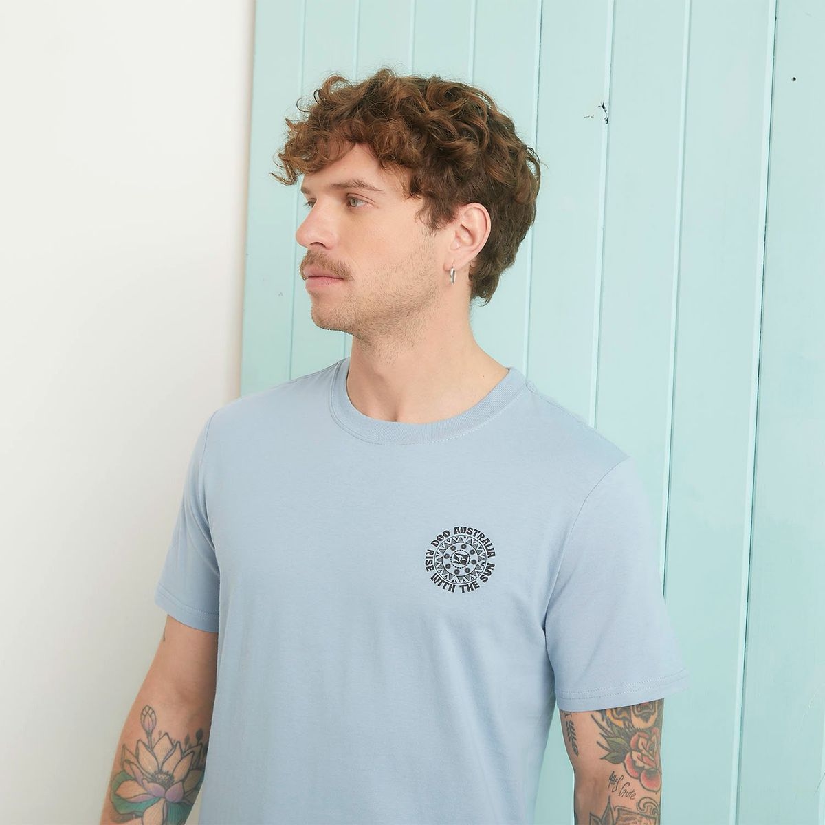 DOO AUSTRALIA - Camiseta Hombre Manga corta con Estampado de Algodón Doo Australia