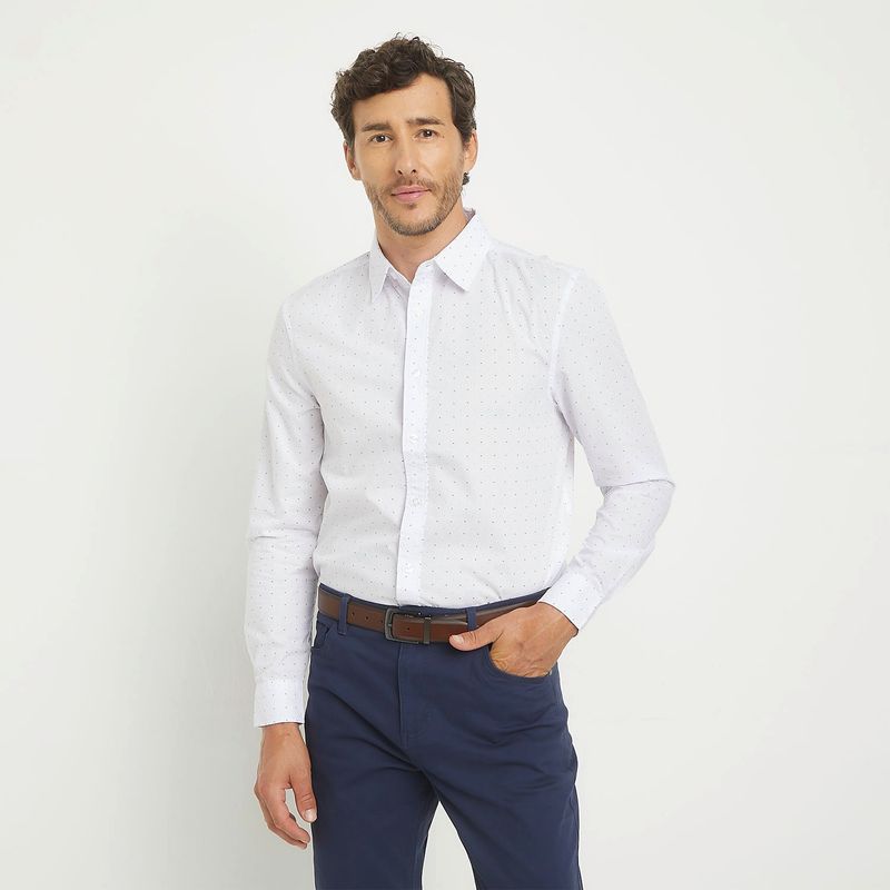 NEWPORT - Camisa Hombre con Estampado Manga larga Slim de Algodón Newport