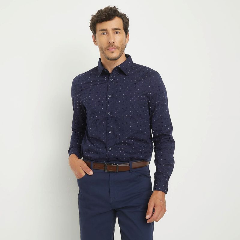NEWPORT - Camisa Hombre con Estampado Manga larga Slim de Algodón Newport