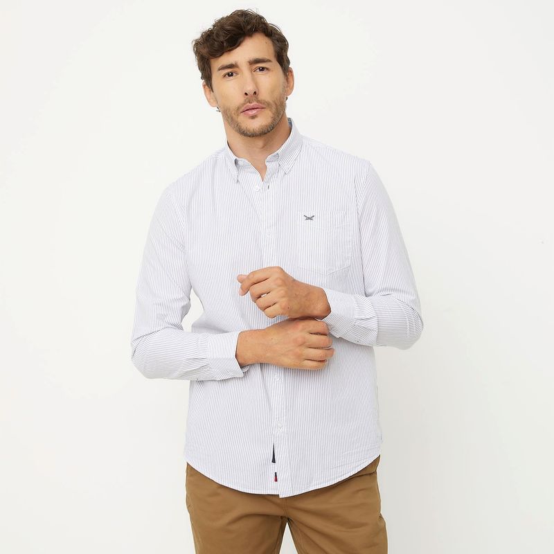 UNIVERSITY CLUB - Camisa Hombre de Rayas Manga larga Recto de Algodón University Club