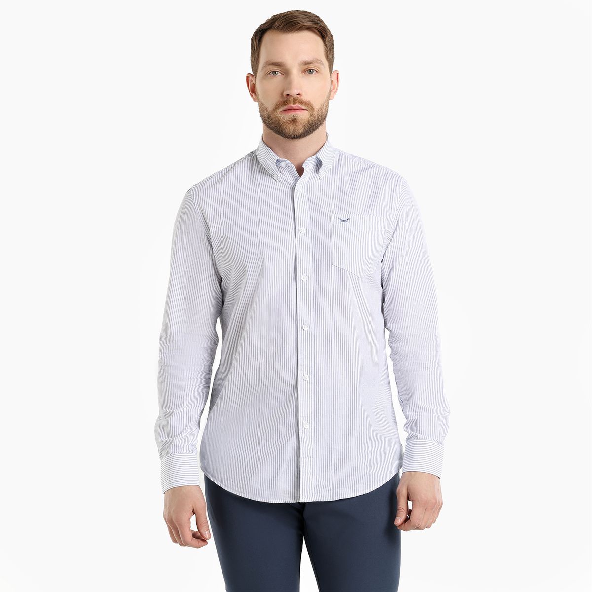 UNIVERSITY CLUB - Camisa Hombre de Rayas Manga larga Recto de Algodón University Club