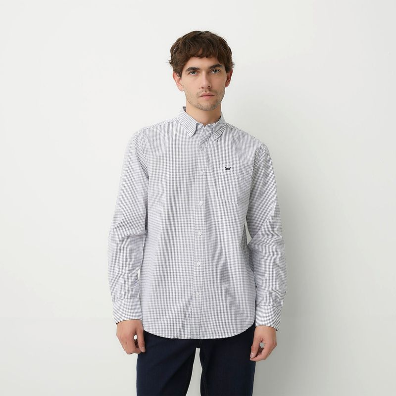 UNIVERSITY CLUB - Camisa Hombre De Cuadros Manga larga de Algodón UCLUB