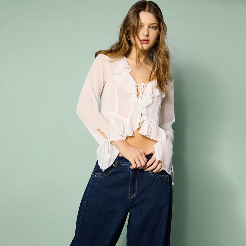 SYBILLA - Blusa Mujer Manga corta globo Sybilla