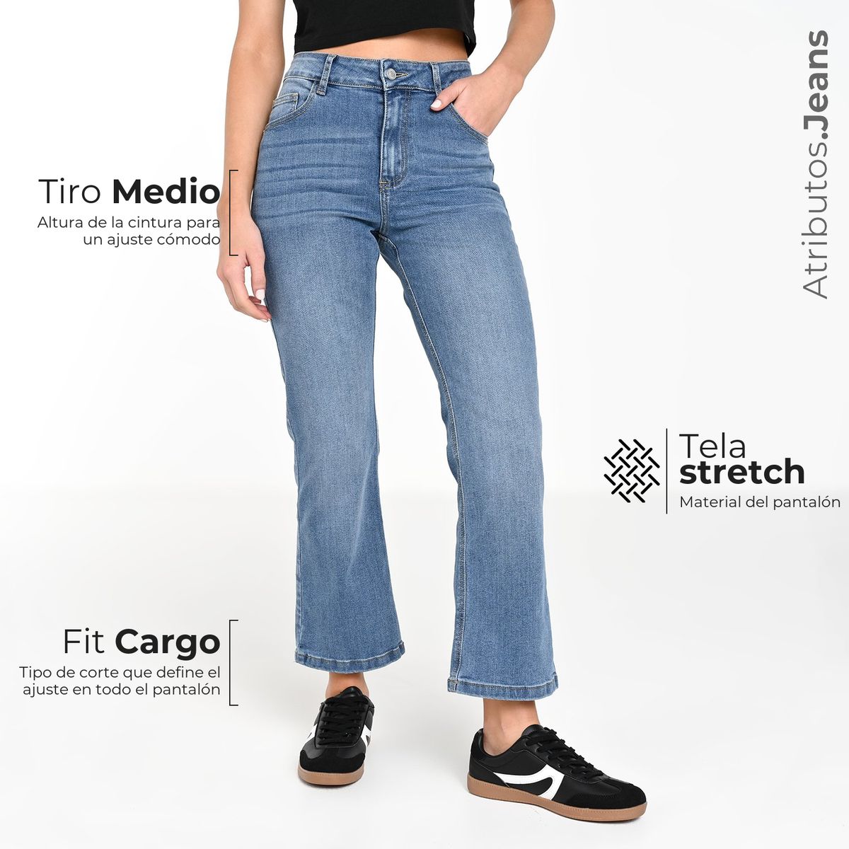 DOO AUSTRALIA - Jean Cargo Mujer Tiro medio Denim Doo Australia