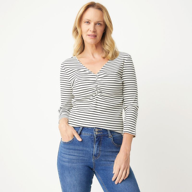 NEWPORT - Blusa Mujer Manga 3/4 de Algodón Newport