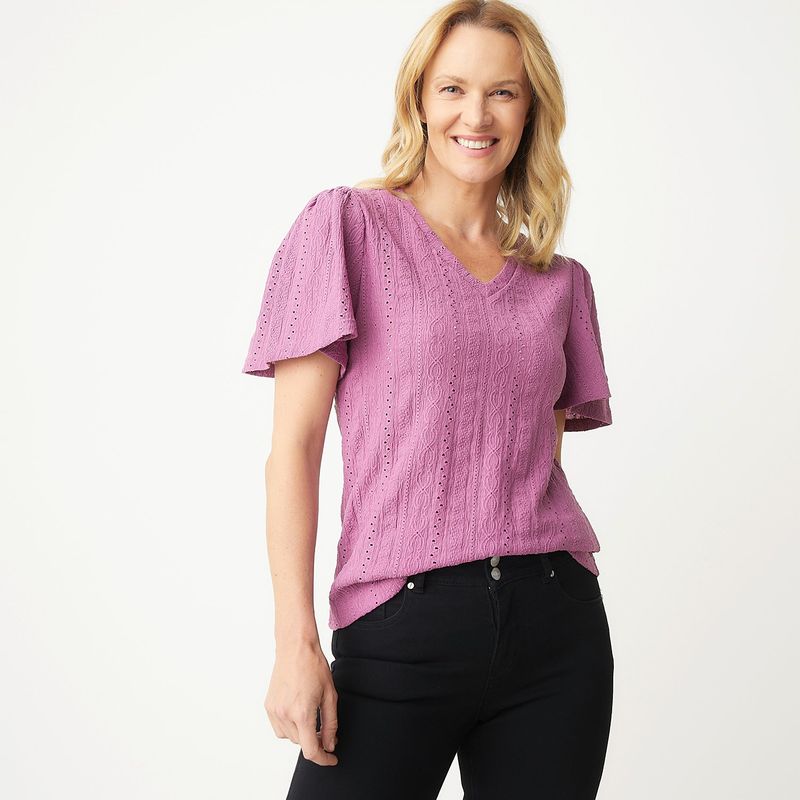 NEWPORT - Blusa Mujer con Ojalillo Manga corta Newport