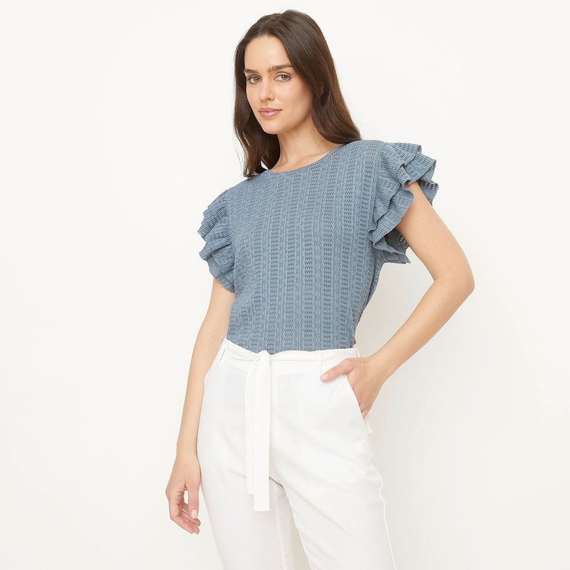 UNIVERSITY CLUB - Blusa Mujer con Boleros Manga corta globo University Club