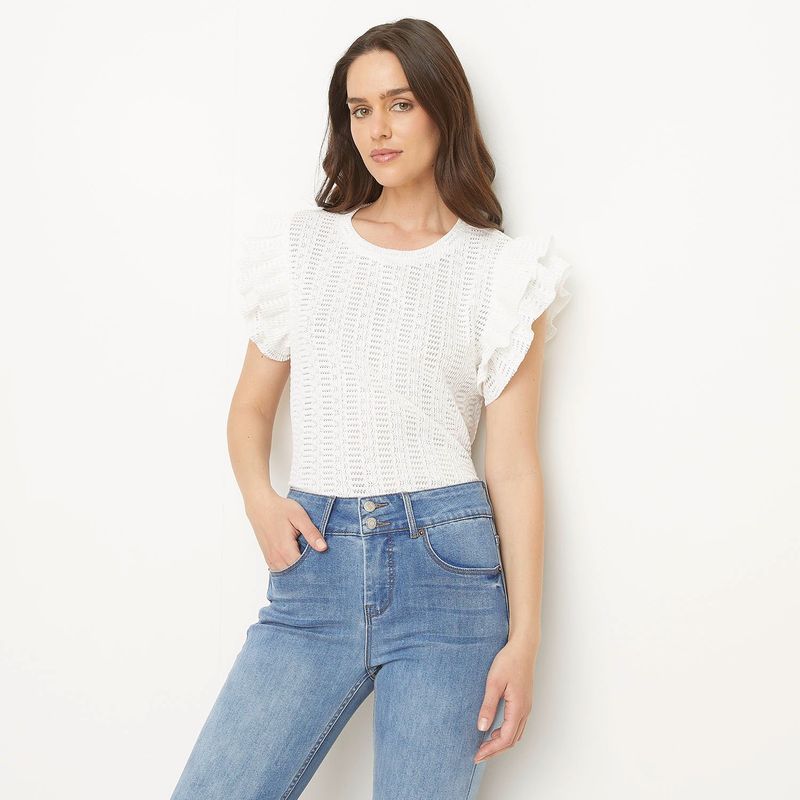 UNIVERSITY CLUB - Blusa Mujer con Boleros Manga corta globo University Club