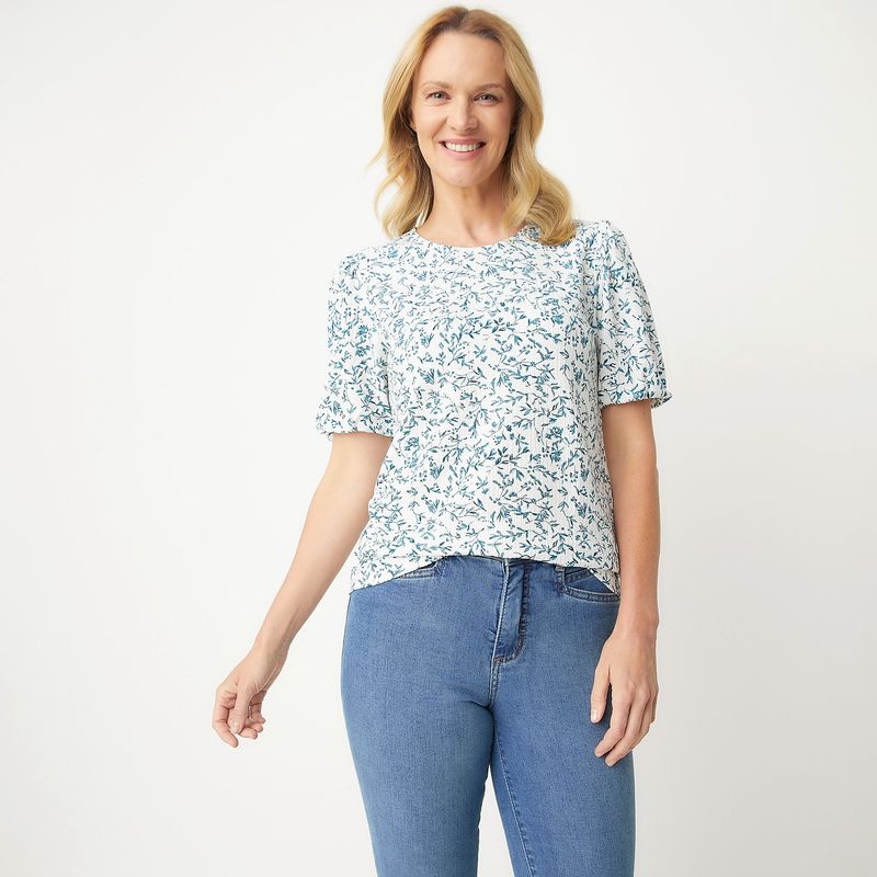NEWPORT - Blusa Mujer con Estampado Manga corta globo Newport