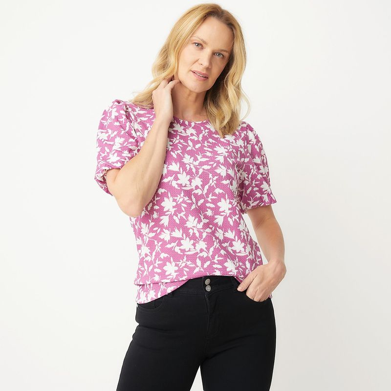 NEWPORT - Blusa Mujer con Estampado Manga corta globo Newport