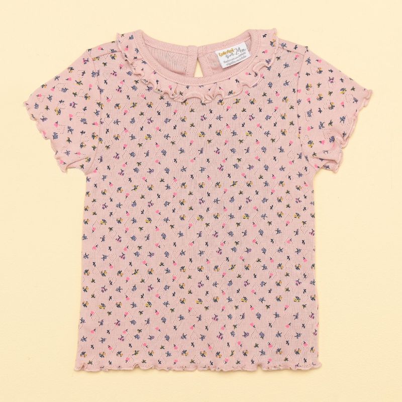 YAMP - Camiseta Bebé niña con Flores Manga corta Algodón Yamp
