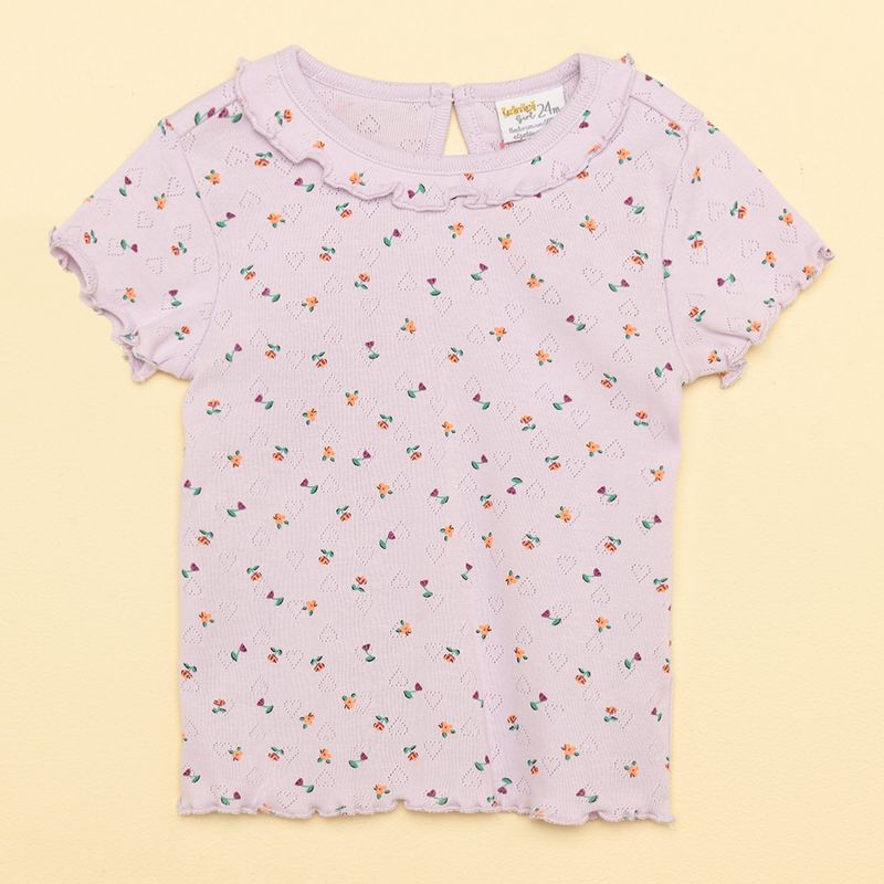 YAMP - Camiseta Bebé niña con Flores Manga corta Algodón Yamp
