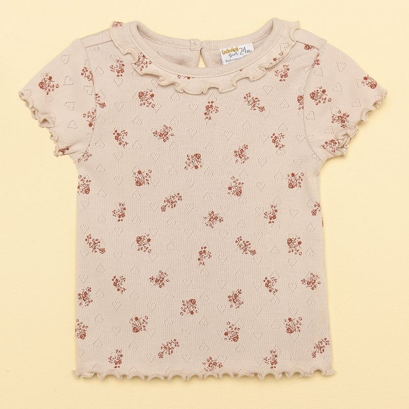 YAMP - Camiseta Bebé niña con Flores Manga corta Algodón Yamp