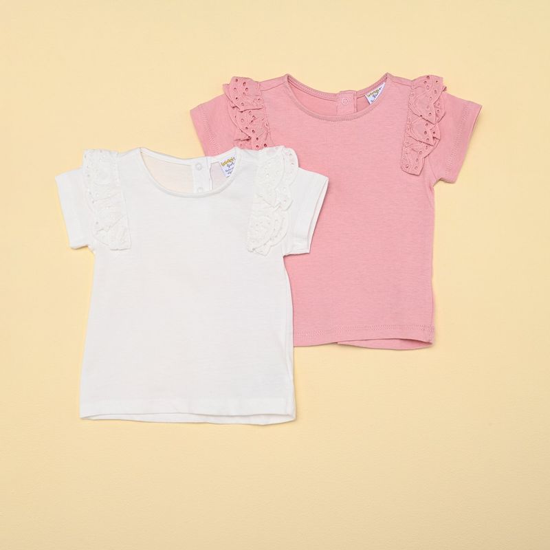 YAMP - Camiseta Bebé niña Pack de 2 unidades Manga corta Algodón Yamp