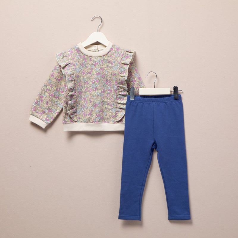 YAMP - Set Saco manga larga con boleros + Jogger para Bebé niña en de Algodón Yamp