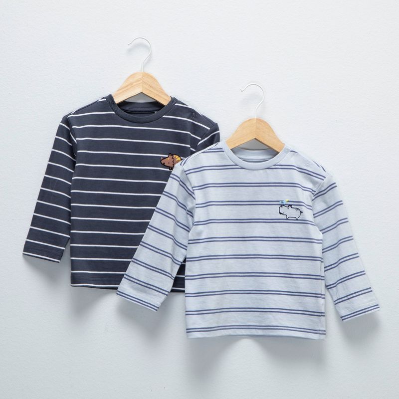 YAMP - Camiseta Bebé niño Pack de 2 unidades de Rayas Manga larga Algodón Yamp