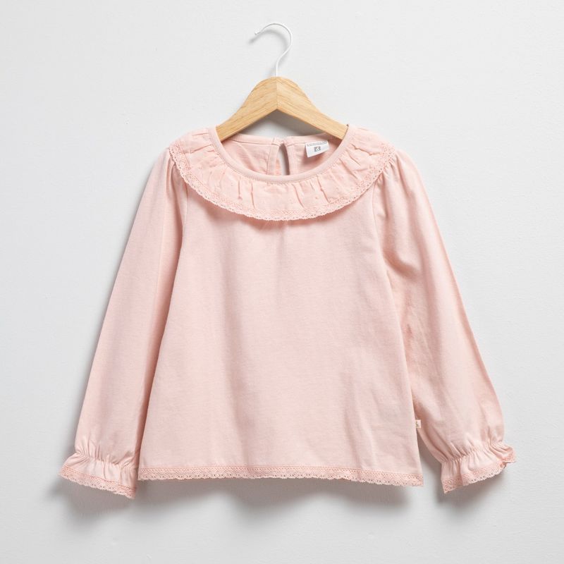 CONIGLIO - Blusa Niña con Encaje Manga larga Algodón Coniglio