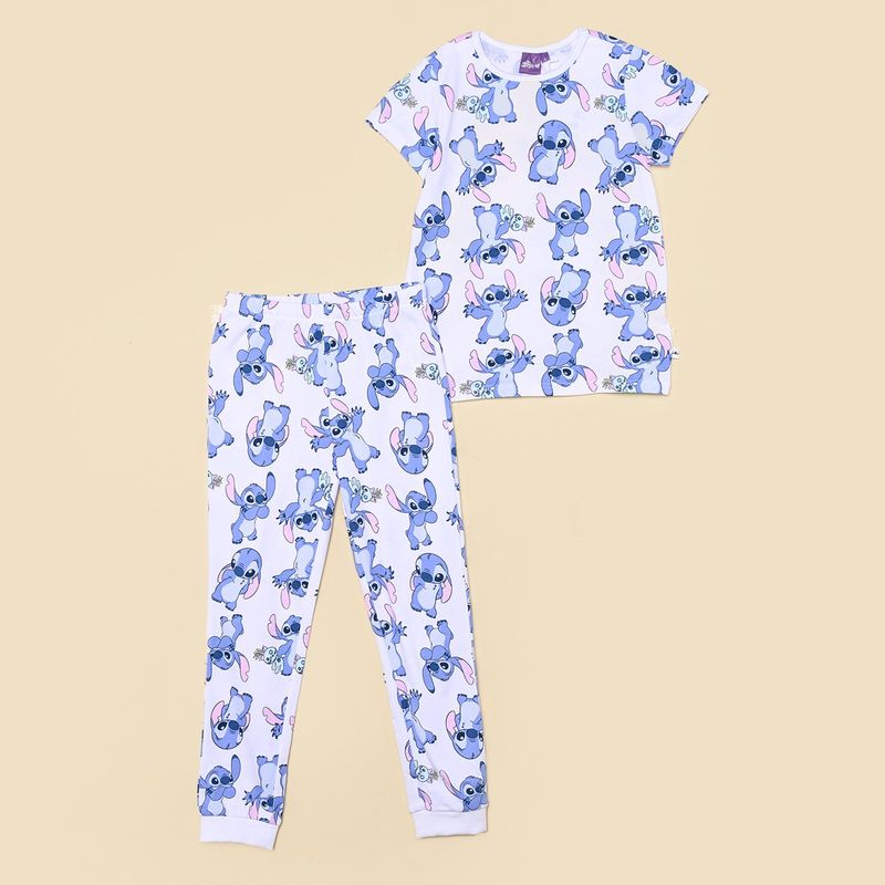 LILO & STITCH - Pijama para Niña 2 piezas con cintura elásticada de Manga corta Lilo & Stitch de Algodón