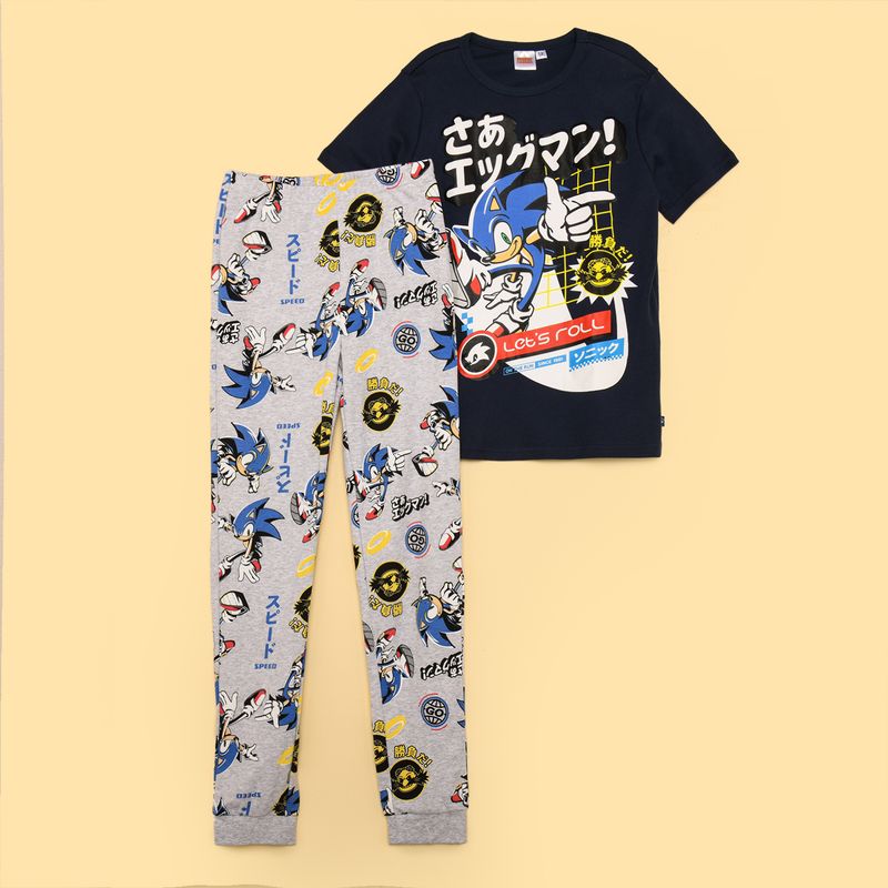  - Pijama para Niño 2 piezas Cintura elásticada Manga corta Sonic